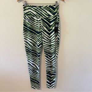 Seattle Seahawks Majestic Zubaz Navy/Neon Green Zebra Legging NWT-Medium